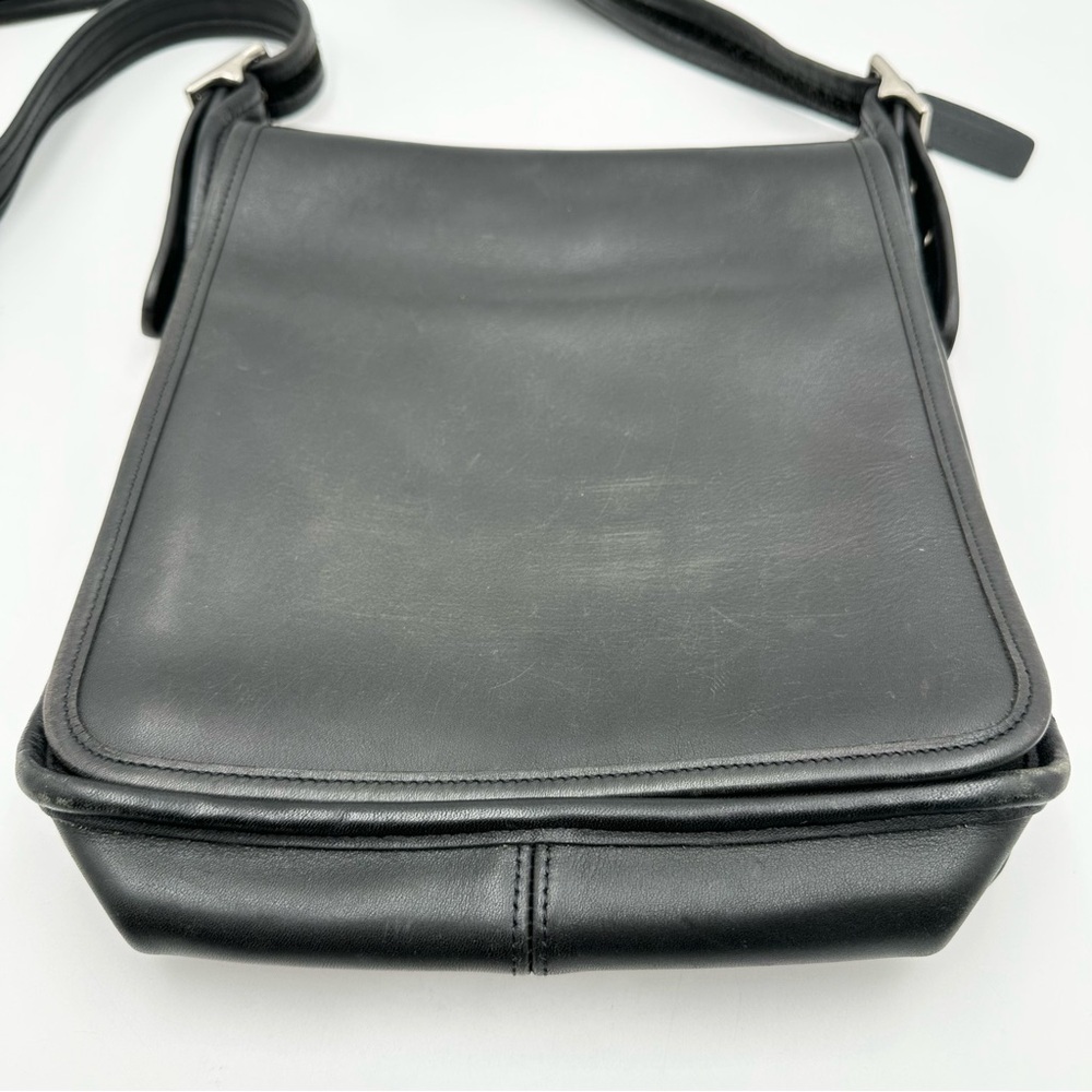 Vintage Coach Flap Leather Shoulder Crossbody Handbag 9144 Black - Picture 3 of 9